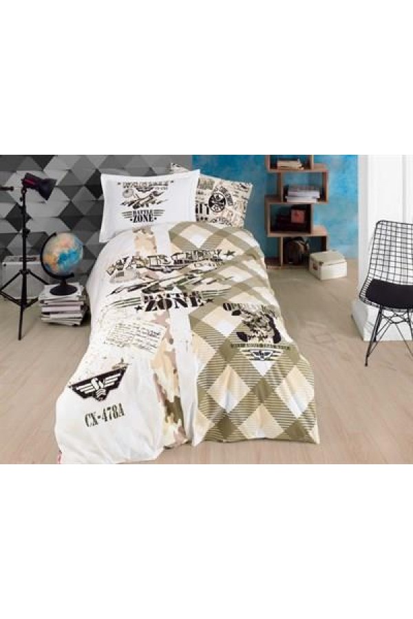 Hobby Tek Kişilik Poplin Nevresim Takımı Sky Force Yeşil