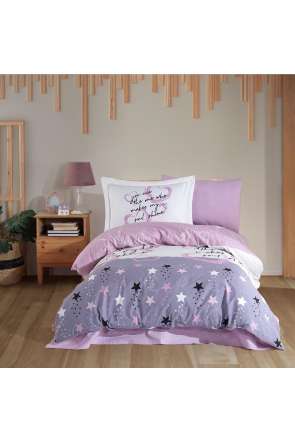 Hobby Tek Kişilik Poplin Nevresim Takımı Voyager Lila