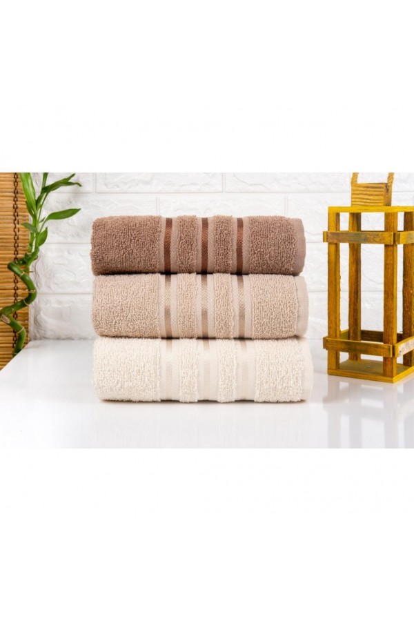 Nevresim Dünyası Pamuk 3'lü Havlu Seti Kahve (ND)