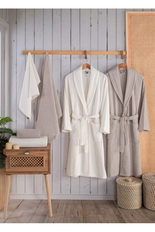 Nevresim Dünyası  Bornoz Seti Alfa Cappucino-Krem