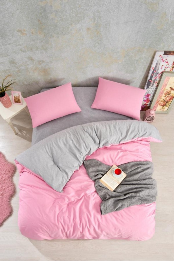 Nevresim Dünyası Düz Renk Pembe Çift Kişilik Nevresim Takımı