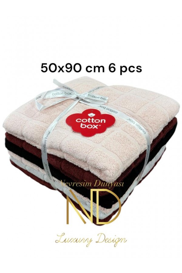 Cotton Box 6lı Jakarlı Dama Havlu Seti