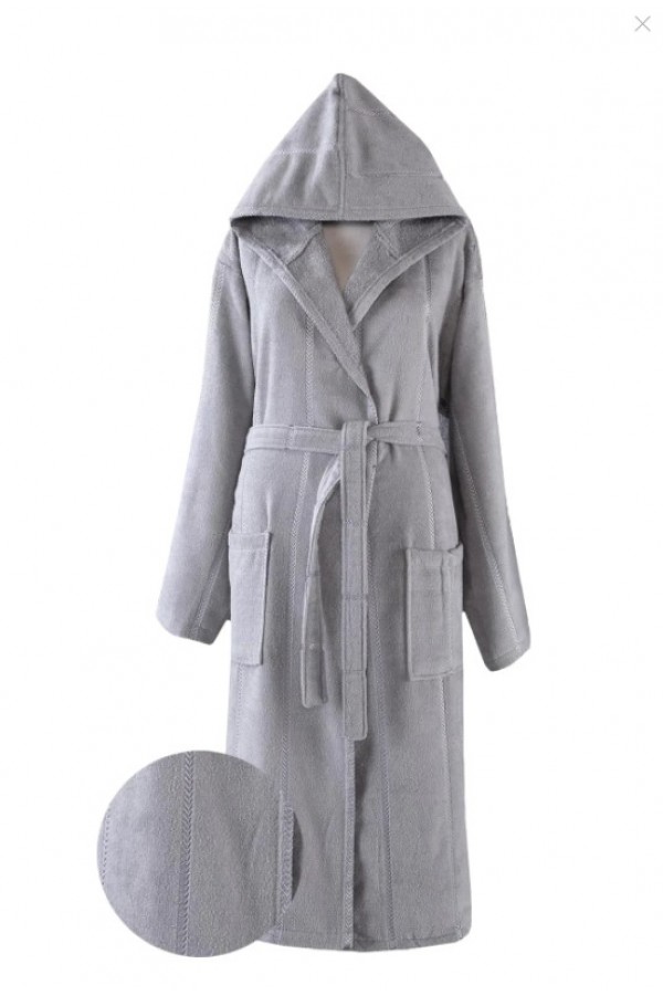 Nevresim Dünyası Pamuklu Tek Bornoz Gri