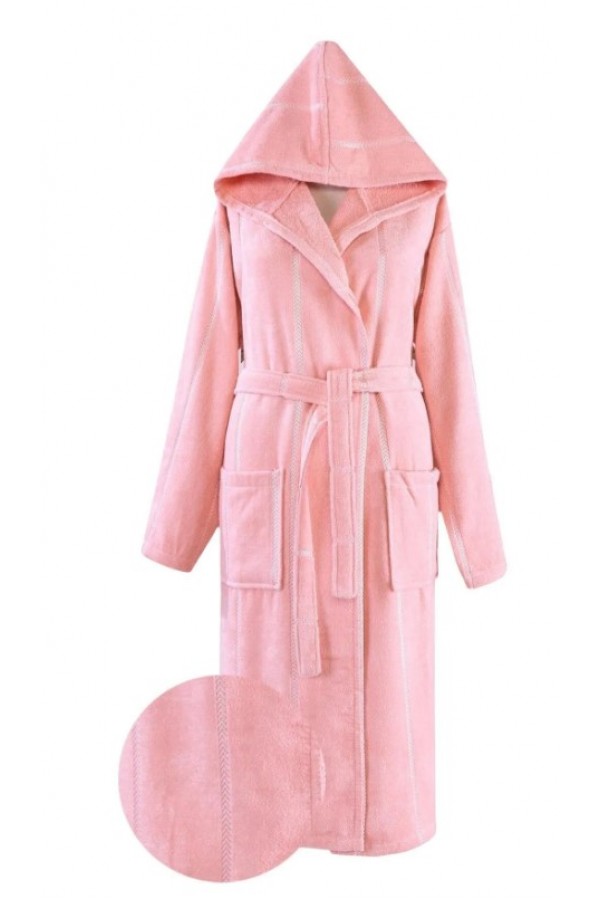 Nevresim Dünyası Pamuklu Tek Bornoz Pembe