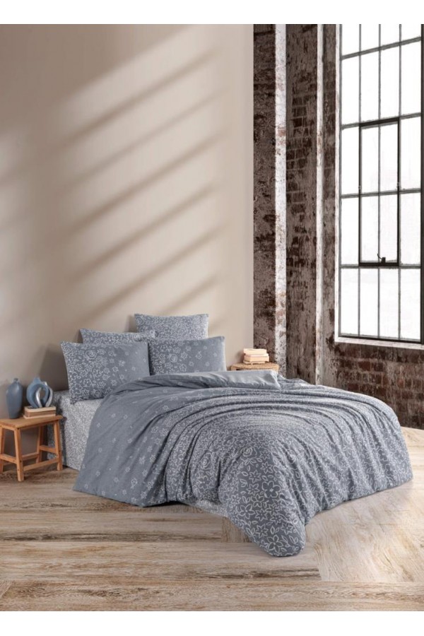 Nevresim Dünyası Ranforce Çift Kişilik Nevresim Takımı Narin Gri