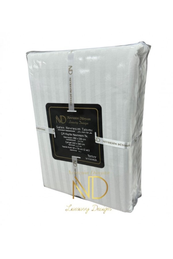 Nevresim Dünyası Tek Kişilik Çizgili Saten Nevresim Takımı Beyaz Nevresim Dünyası Tek Kişilik Çizgili Saten Nevresim Takımı Beyaz