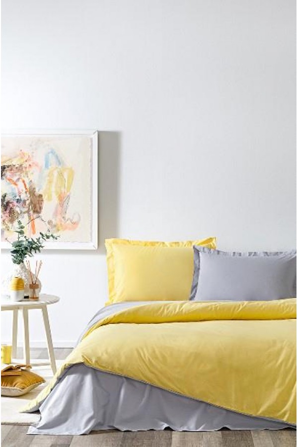 Özdilek Çift Kişilik Ranforce Nevresim Takımı Colormix Sarı Gri Özdilek Çift Kişilik Ranforce Nevresim Takımı Colormix Sarı Gri