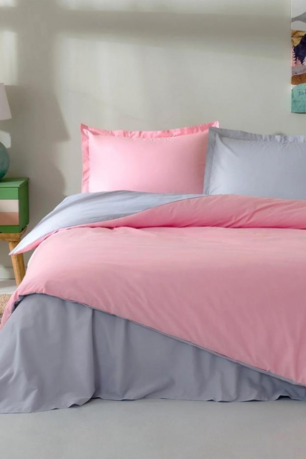 Özdilek Çift Kişilik Ranforce Nevresim Takımı Colormix Pembe Gri