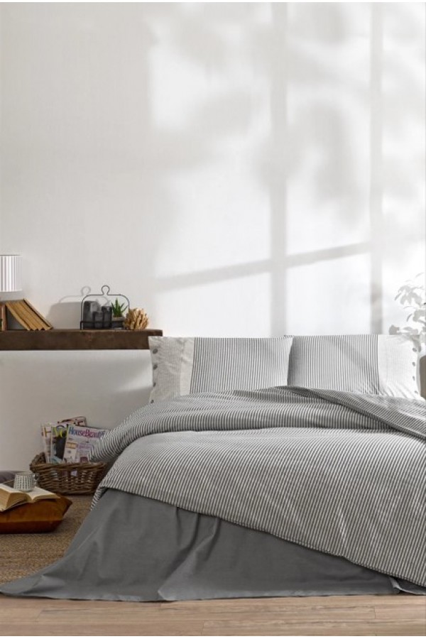 Özdilek Çift Kişilik Ranforce Nevresim Takımı Natural Line Gri