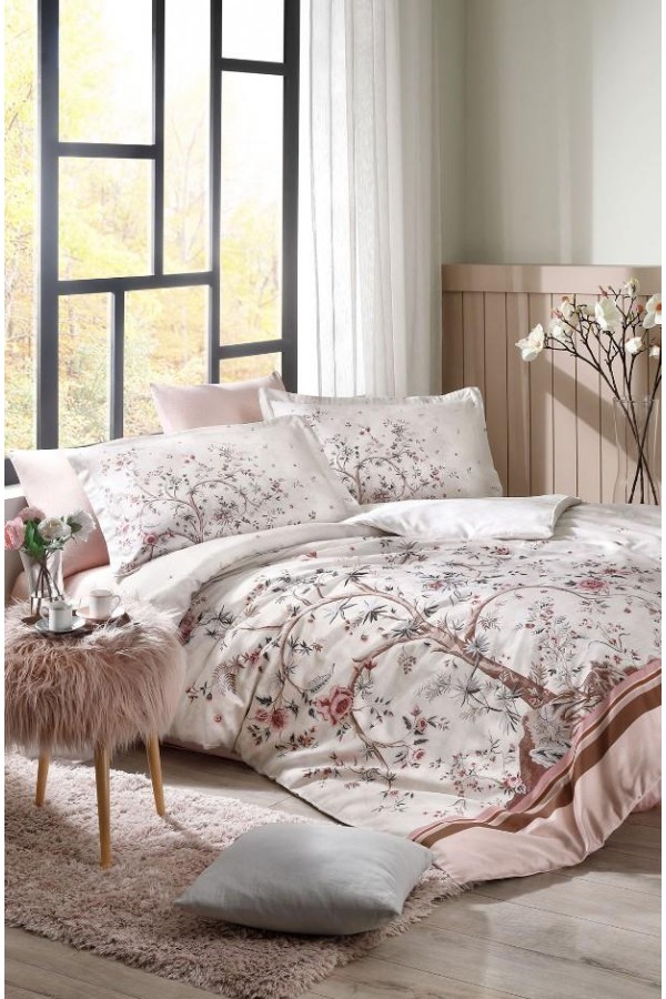 Özdilek Tek Kişilik Ranforce Nevresim Takımı Albero in Fiore Pudra