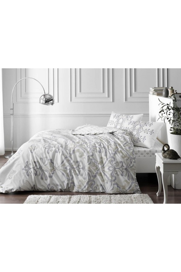 Taç Çift Kişilik Ranforce Nevresim Takımı Liles Kahve