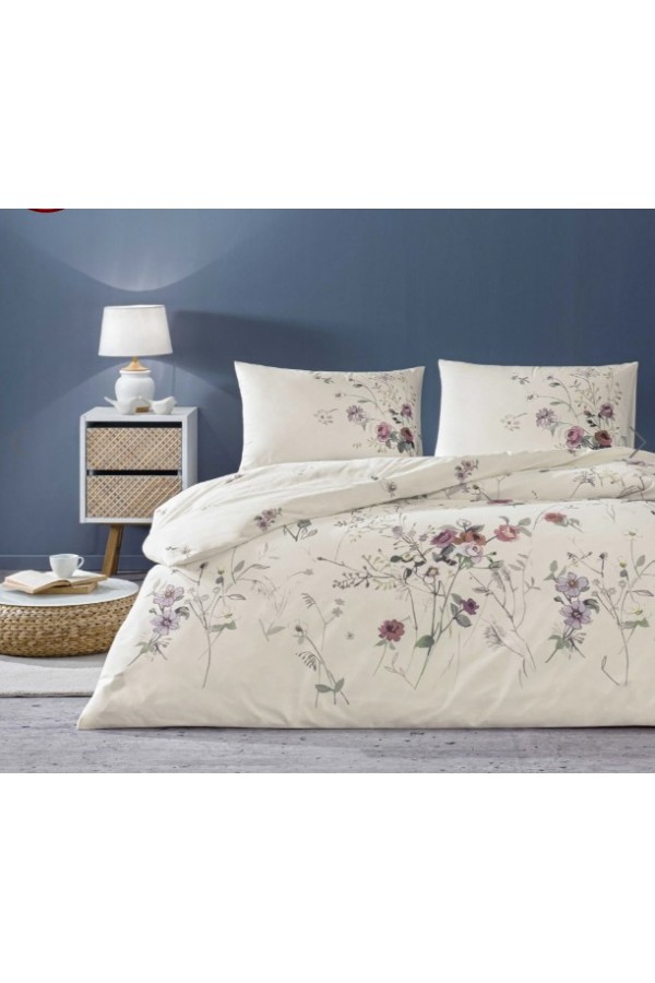 Taç Çift Kişilik Ranforce Nevresim Takımı Kiara Ekru