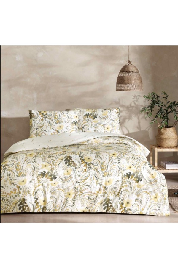 Taç Çift Kişilik Ranforce Nevresim Takımı Monroe Sarı