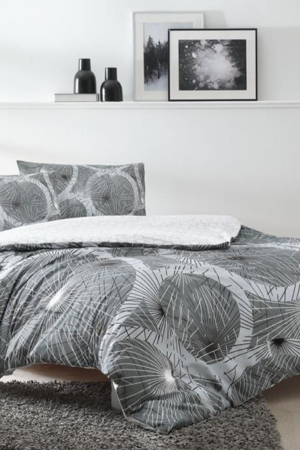 Taç Çift Kişilik Ranforce Nevresim Takımı Sparkle Gri