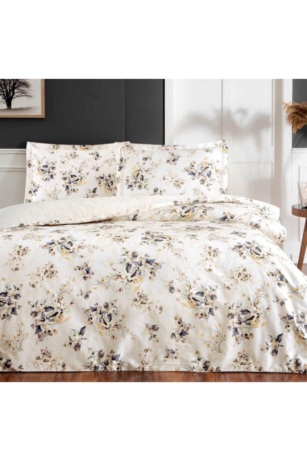 Taç Çift Kişilik Saten Nevresim Takımı Maisy Krem Taç Çift Kişilik Saten Nevresim Takımı Maisy Krem