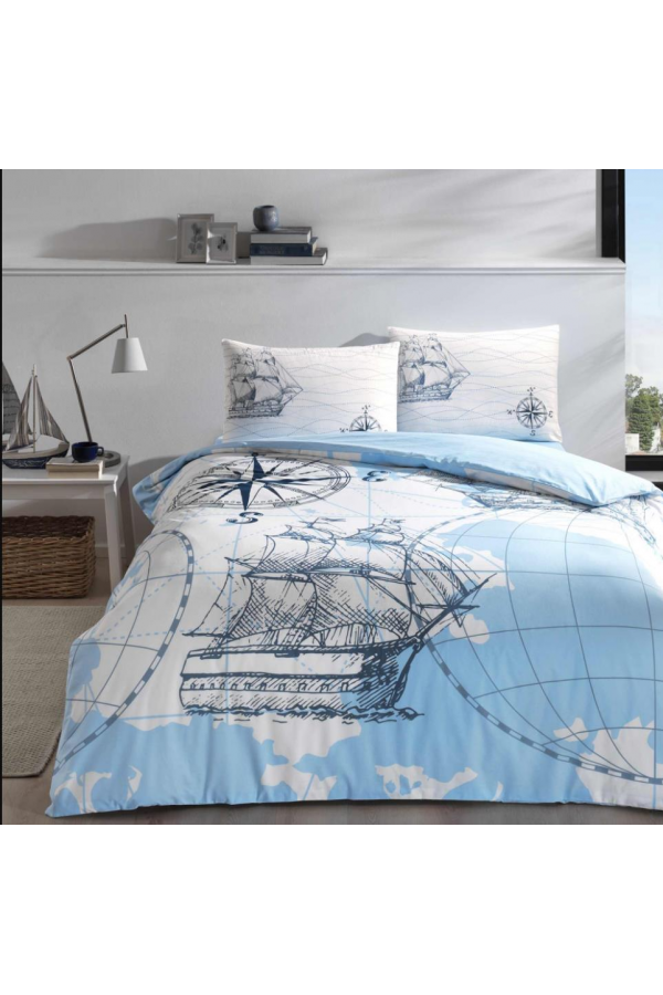 Taç Çift Kişilik Ranforce Nevresim Takımı Ocean Turkuaz