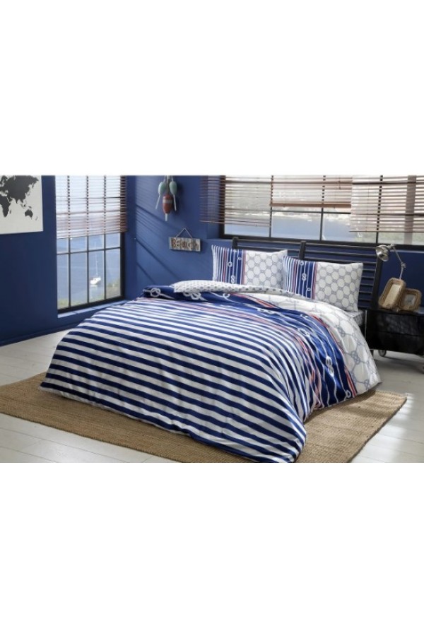 Taç Çift Kişilik Ranforce Nevresim Takımı Blue Lacivert