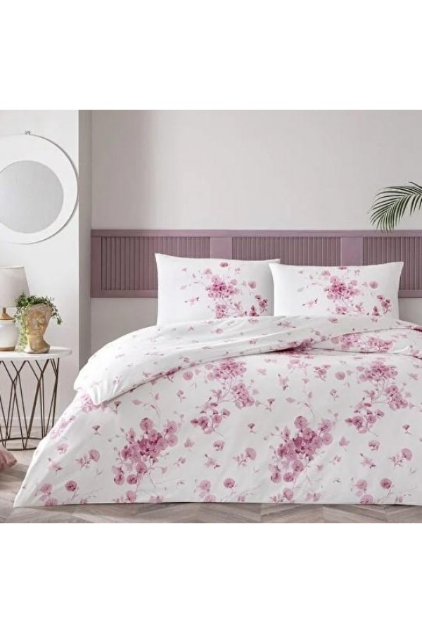 Taç Çift Kişilik Ranforce Nevresim Takımı Marian Pembe