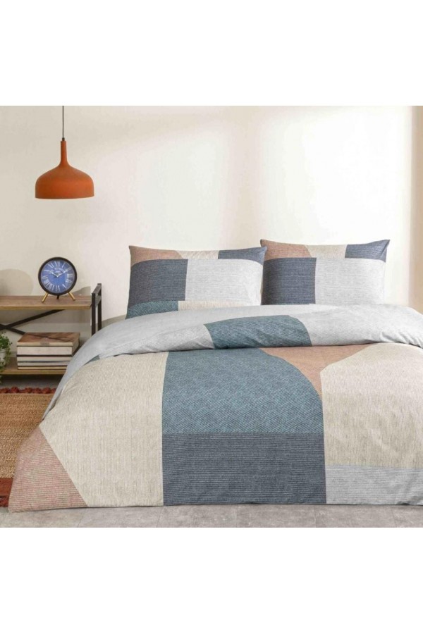 Taç Çift Kişilik Ranforce Nevresim Takımı Hugh Turkuaz