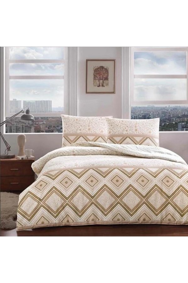 Taç Çift Kişilik Ranforce Nevresim Takımı Perry Kahve