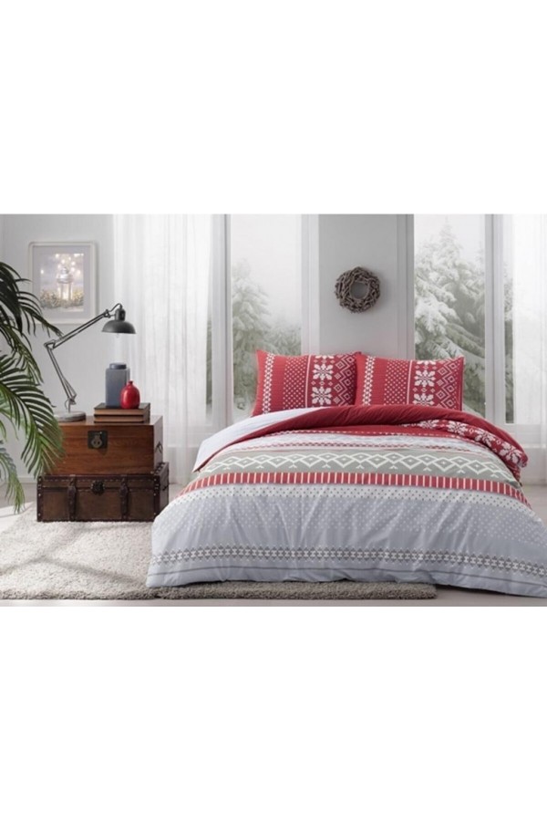 Taç Çift Kişilik Ranforce Nevresim Takımı Merry Kırmızı