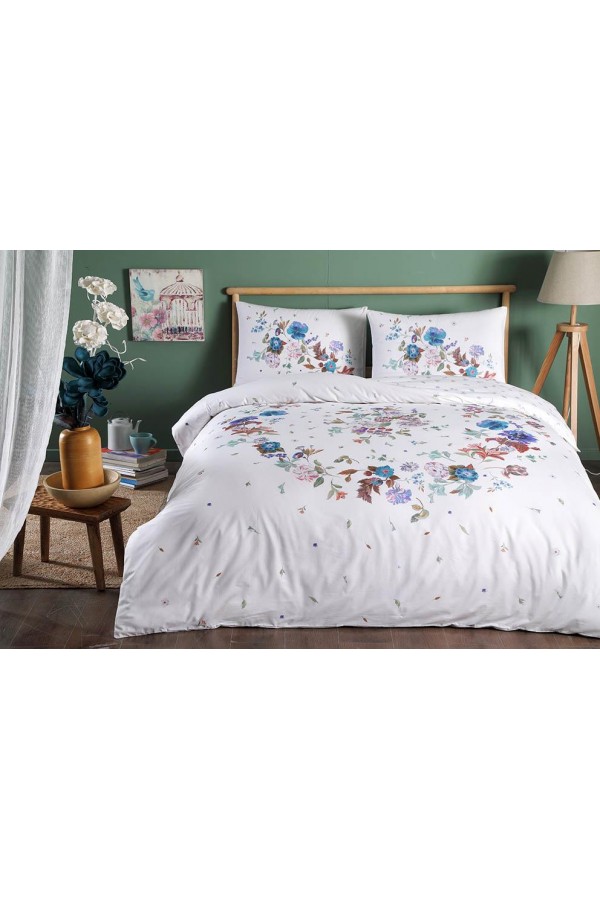 Taç Çift Kişilik Ranforce Nevresim Takımı Sander Mavi