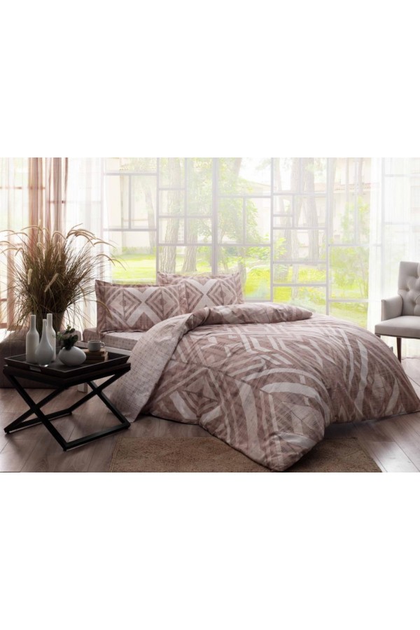 Taç Çift Kişilik Saten Nevresim Takımı Avril Kahve