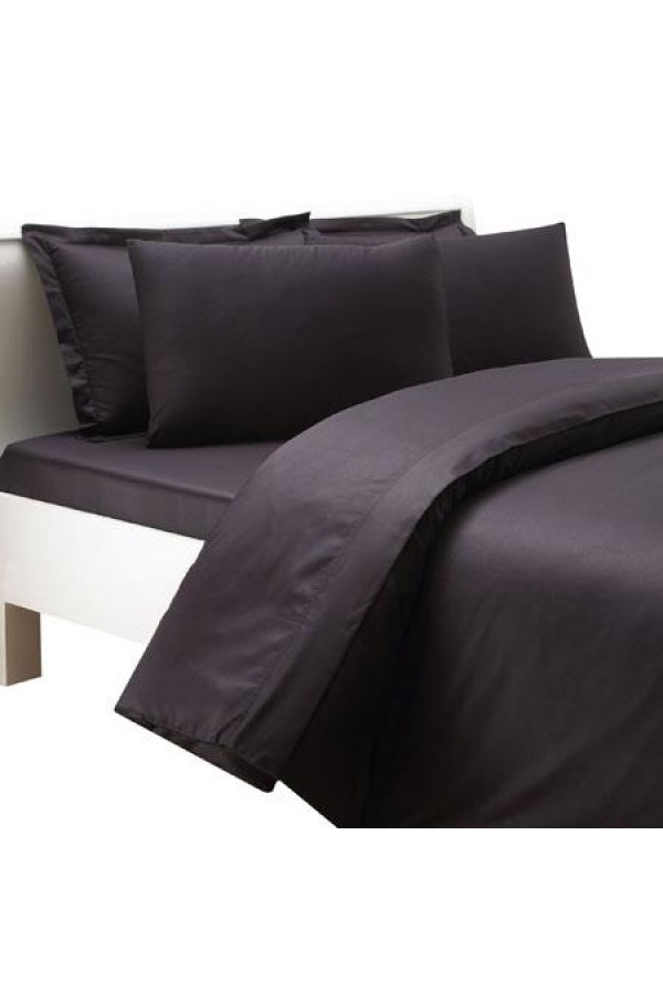 Taç Çift Kişilik Saten Nevresim Takımı Basic Siyah