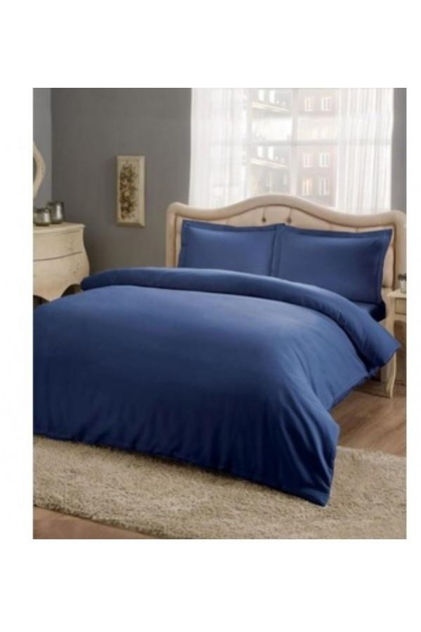 Taç Çift Kişilik Saten Nevresim Takımı Basic Saks