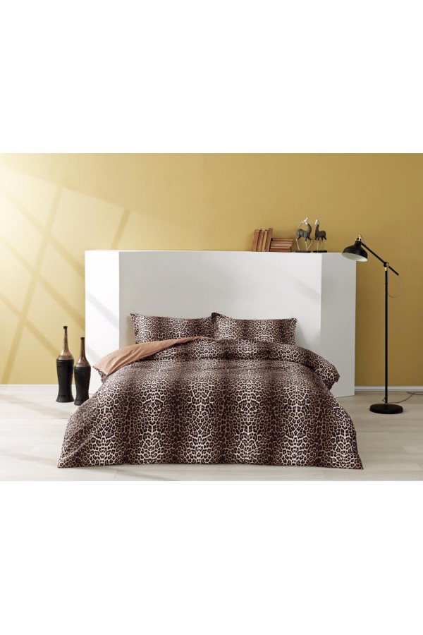 Taç Çift Kişilik Saten Nevresim Takımı Leopard Kahve Taç Çift Kişilik Saten Nevresim Takımı Leopard Kahve