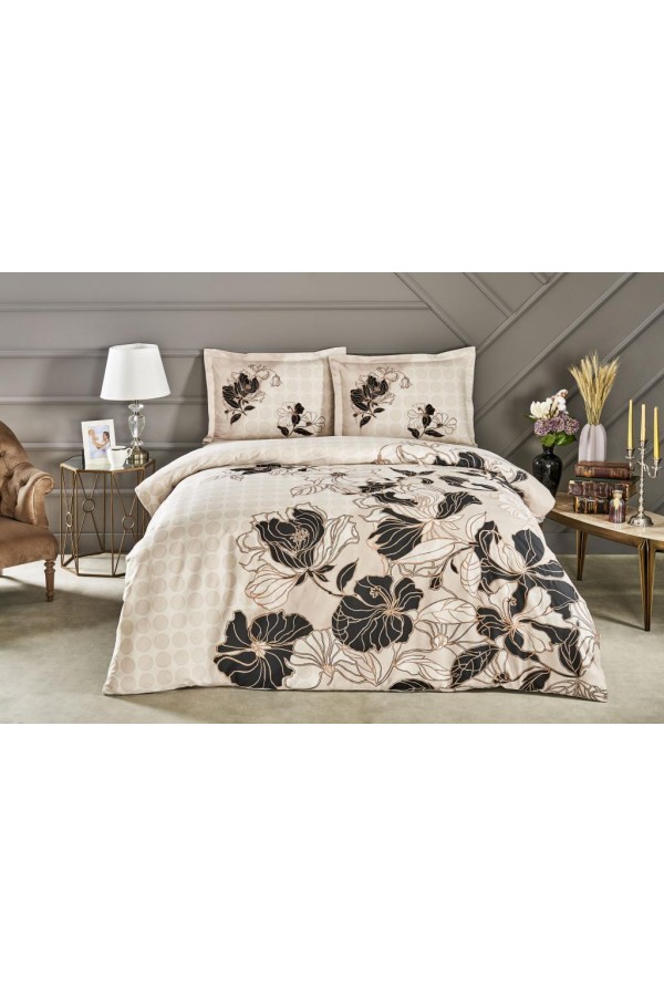 Taç Çift Kişilik Saten Nevresim Takımı Sharon Cappucino Taç Çift Kişilik Saten Nevresim Takımı Sharon Cappucino