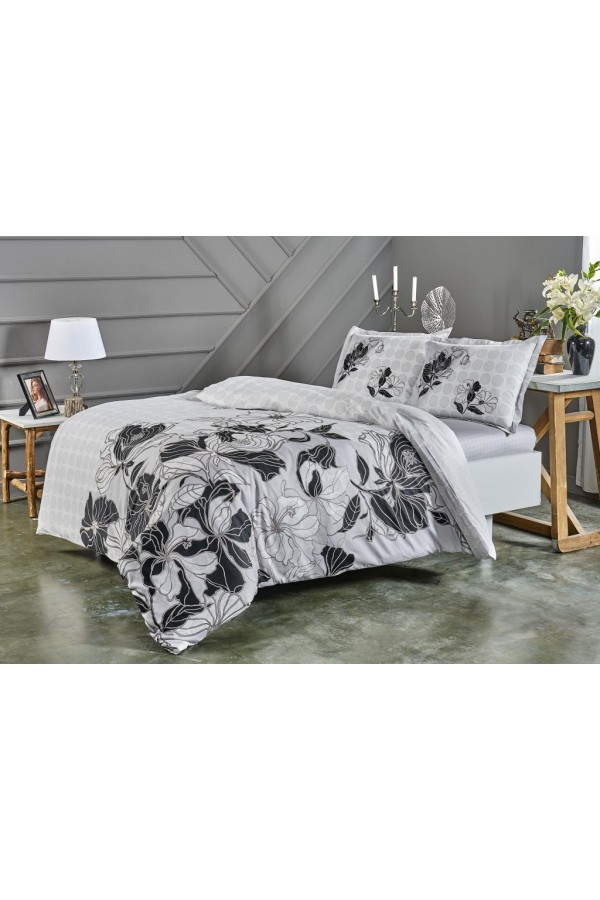 Taç Çift Kişilik Saten Nevresim Takımı Sharon Gri Taç Çift Kişilik Saten Nevresim Takımı Sharon Gri