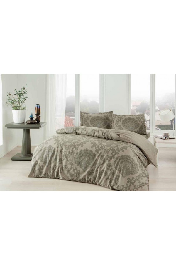 Taç Çift Kişilik Saten Nevresim Takımı Violet Haki Taç Çift Kişilik Saten Nevresim Takımı Violet Haki