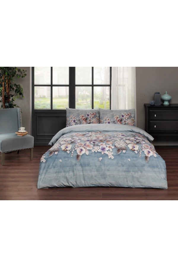 Taç Ranforce Tek Kişilik Nevresim Takımı Liza Mavi Taç Ranforce Tek Kişilik Nevresim Takımı Liza Mavi