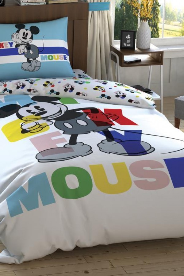 Taç Lisanslı Disney Mickey Colour Face Tek Kişilik Nevresim Takımı Taç Lisanslı Disney Mickey Colour Face Tek Kişilik Nevresim Takımı