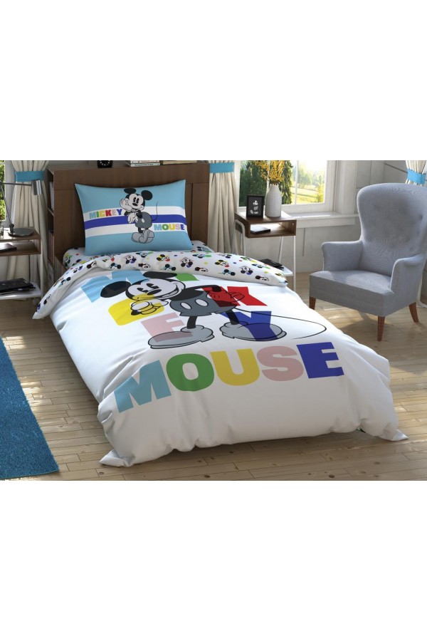 Taç Lisanslı Disney Mickey Colour Face Tek Kişilik Nevresim Takımı Taç Lisanslı Disney Mickey Colour Face Tek Kişilik Nevresim Takımı
