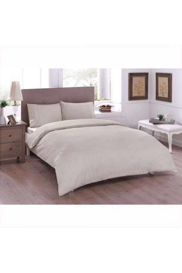 Taç Ranforce Çift Kişilik Nevresim Takımı Basic Bej Taç Ranforce Çift Kişilik Nevresim Takımı Basic Bej