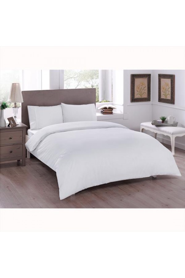 Taç Ranforce Çift Kişilik Nevresim Takımı Basic Beyaz Taç Ranforce Çift Kişilik Nevresim Takımı Basic Beyaz