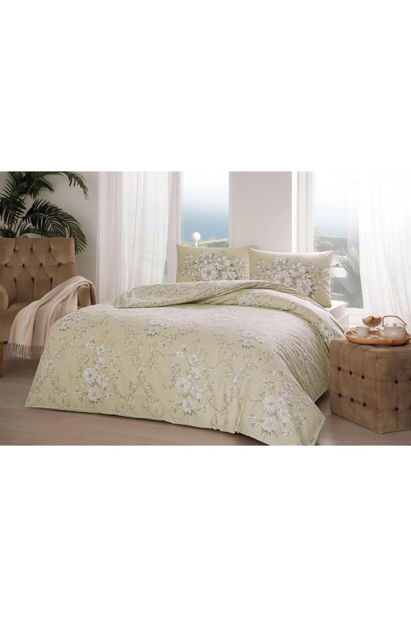 Taç Ranforce Tek Kişilik Nevresim Takımı Lily Bej Taç Ranforce Tek Kişilik Nevresim Takımı Lily Bej